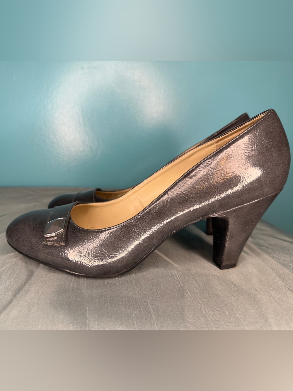 Naturalizer Black Patent Leather Heels with Decorative Buckle